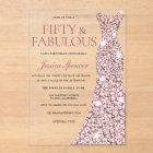 Robe rose Gold Sparkle 50e anniversaire Invitation