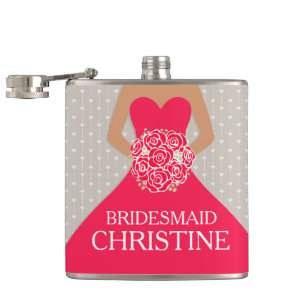Robe rouge de Bridemaid nommé flacon de la hanche
