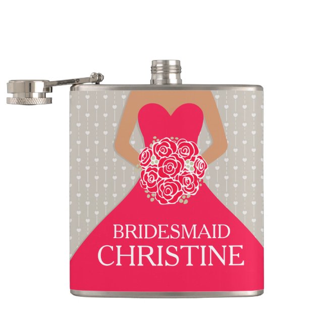 Robe rouge de Bridemaid nommé flacon de la hanche (Ouvert)