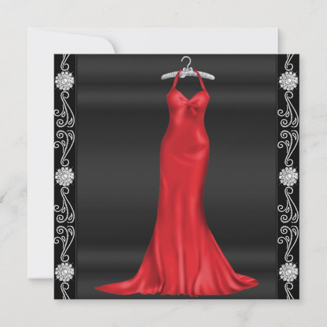 Robe rouge Invitation de fête d'anniversaire (Devant)