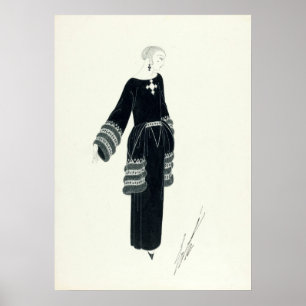 Robe vintage de l'après-midi Art déco Dessin d'Ert