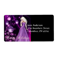 Robe violette Fille Étiquettes de adresse de Noël