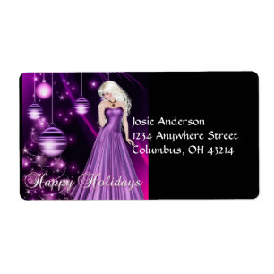 Robe violette Fille Étiquettes de adresse de Noël