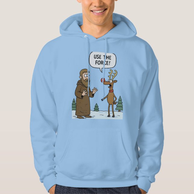Robed Monk and Reindeer Winter Scene Hoodie (Front)
