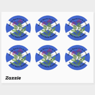 Robert Burns Birthday Poem Thistle Flag Classic Round Sticker