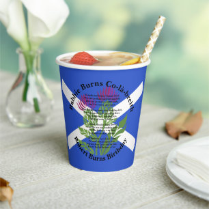 Robert Burns Birthday Poem Thistle Flag Large Paper Cups