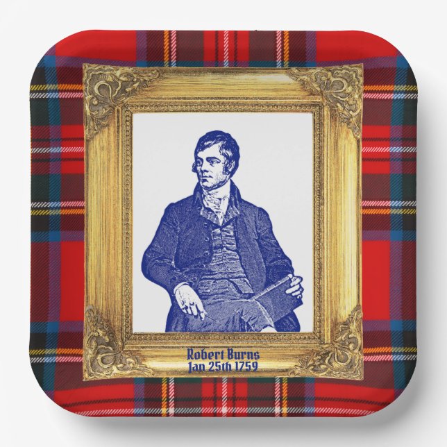 Robert Burns Royal Stewart Plaid Jan 25 Paper Plate (Front)