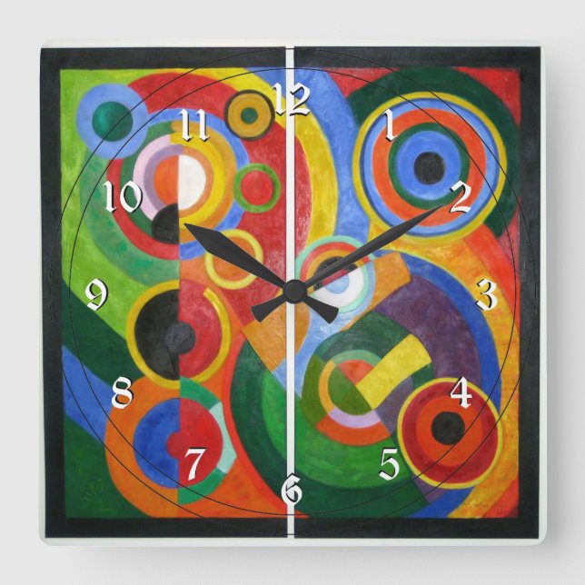 Robert Delaunay: Rhythm, colourful painting Square Wall Clock (Front)