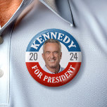 Robert F Kennedy JR 2024  2 Inch Round Button<br><div class="desc">A fun design featuring Kennedy's name in the style of a vintage button from history. A patriotic stars and stripes design for Kennedy running for President in the 2024 election.</div>