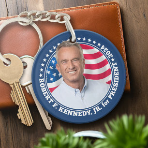 Robert F Kennedy JR RFK photo and flag 2024  Keychain