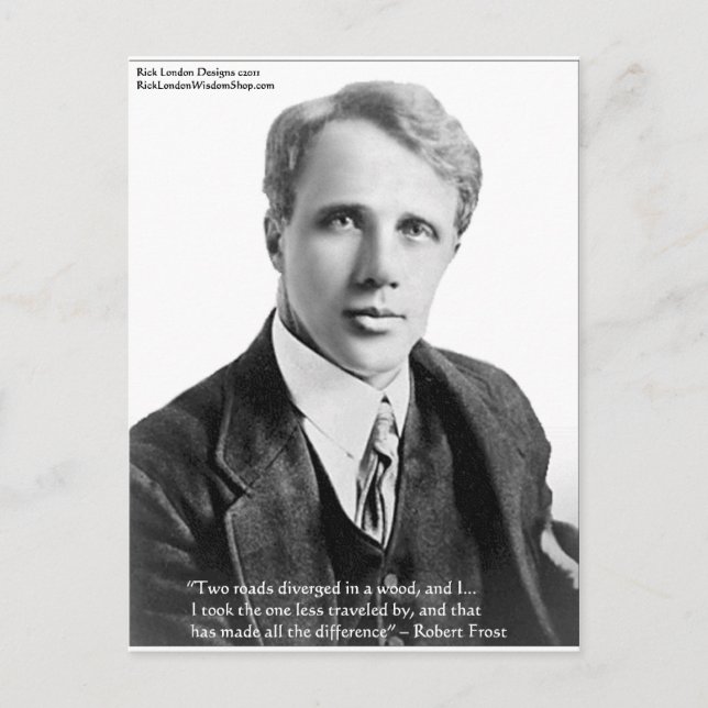 Robert Frost Citation "Road Travellers" Sur Cartes (Devant)
