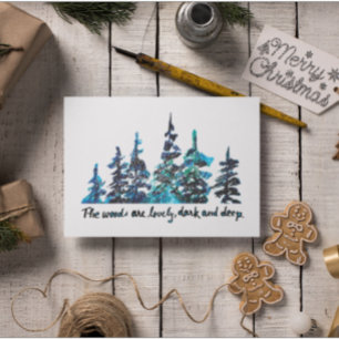 Robert Frost Poem Hand-Drawn Pine Forest Card