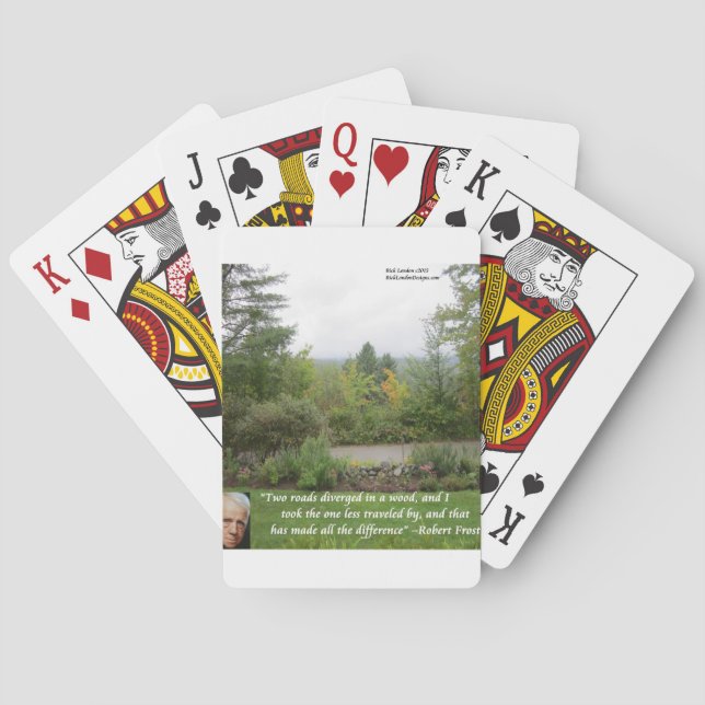 Robert Frost Wisdom Quote "Road Less Travelled" Playing Cards (Back)