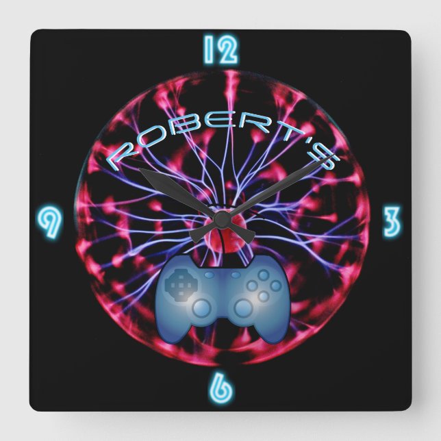 ROBERT - GAMERS Gaming Den Room Clock neon (Front)