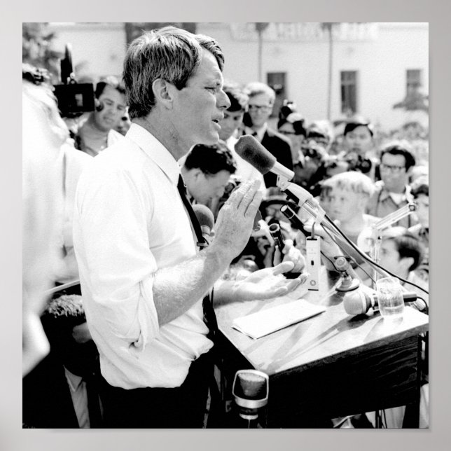 Robert Kennedy Speaking To A Crowd Poster (Front)
