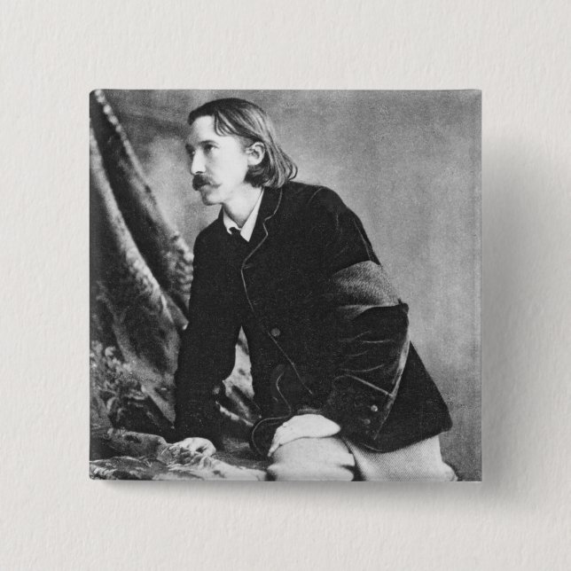 Robert Louis Stevenson 2 Inch Square Button (Front)