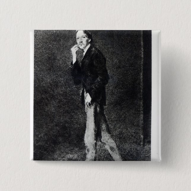 Robert Louis Stevenson 2 Inch Square Button (Front)
