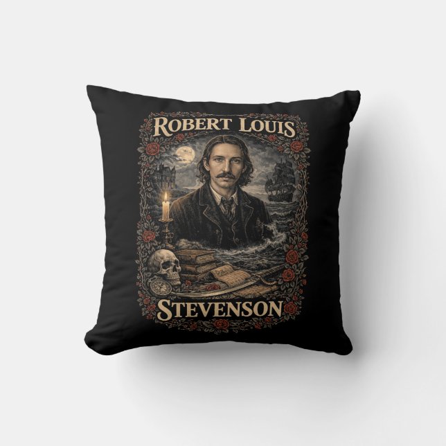 Robert Louis Stevenson Throw Pillow (Front)