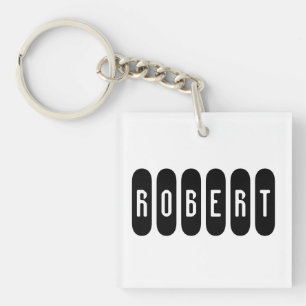 Robert Mens Name In Black n White, Keychain