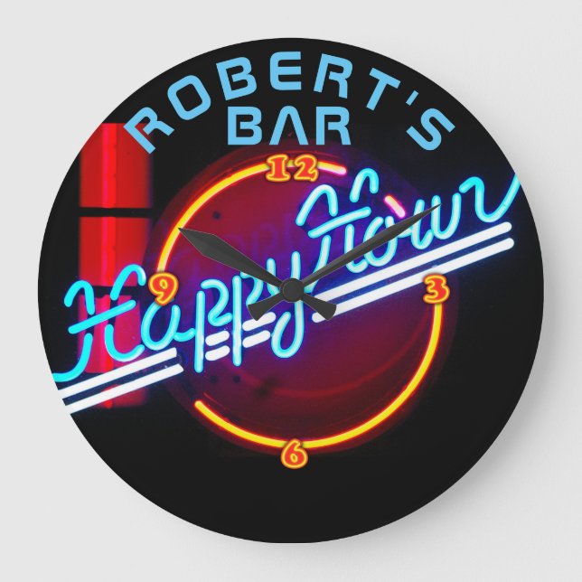 ROBERT - Name Neon Sign Bar Mancave Den Clock Fun (Front)
