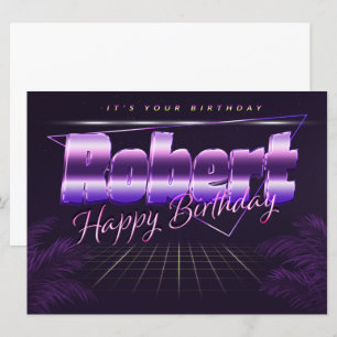 Robert Name Vorname lila retro Karte Geburtstag Card