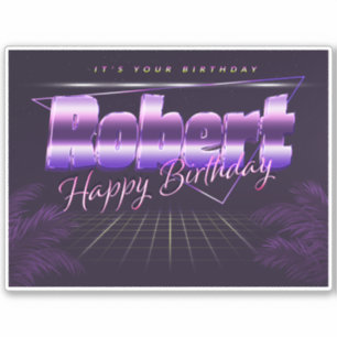 Robert Name Vorname lila retro Sticker Geburtstag