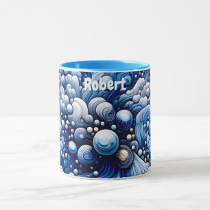 ROBERT ~ Zany Bubbles 3D ~ Blues ~ Mug