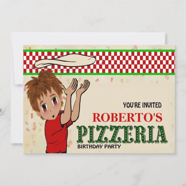 Roberto's Pizzeria Party Invitation (Front)