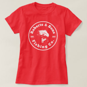 Roberts et fils pêchant le T-shirt des femmes de