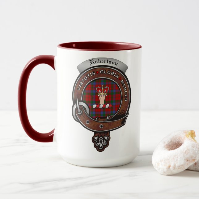 Robertson Clan Badge Combo 15oz Mug (Avec donut)