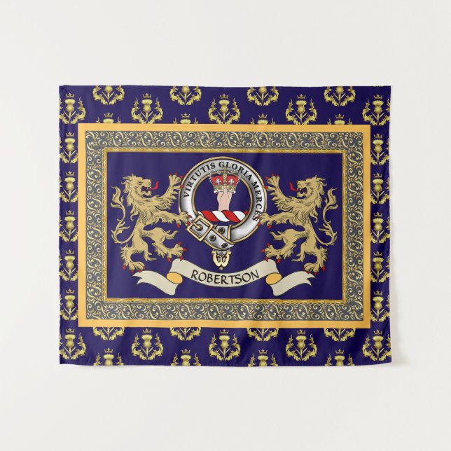 Robertson Clan Badge Personalized Blue Tapestry (Front (Horizontal))
