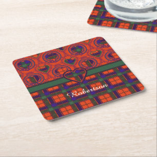 Robertson clan Plaid Scottish tartan Square Paper Coaster