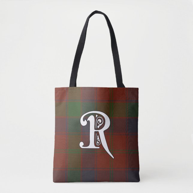 Robertson Clan Tartan Monogram Tote Bag (Front)