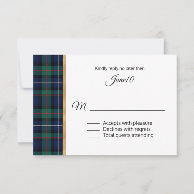 Robertson Plaid Wedding RSVP Card (Front)