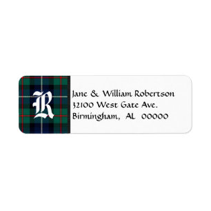 Robertson Tartan Plaid Monogram Address Labels
