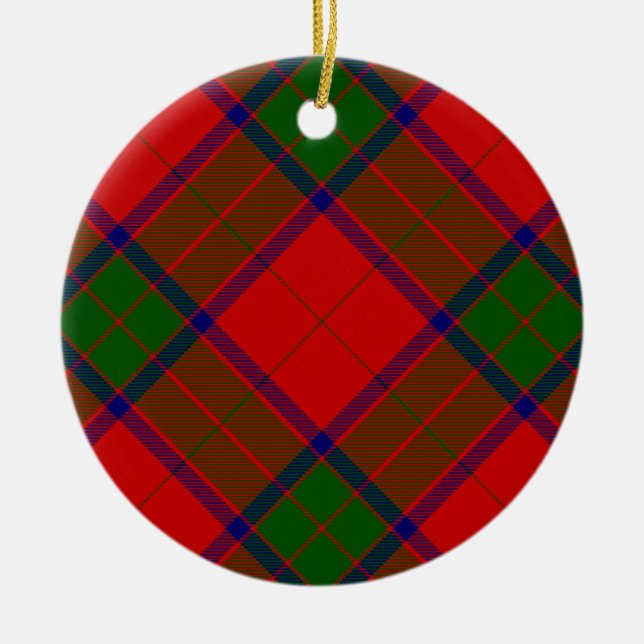 Robertson tartan red green plaid ceramic ornament (Front)