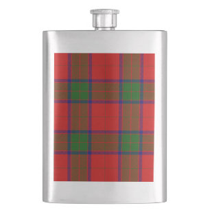 Robertson tartan red green plaid hip flask