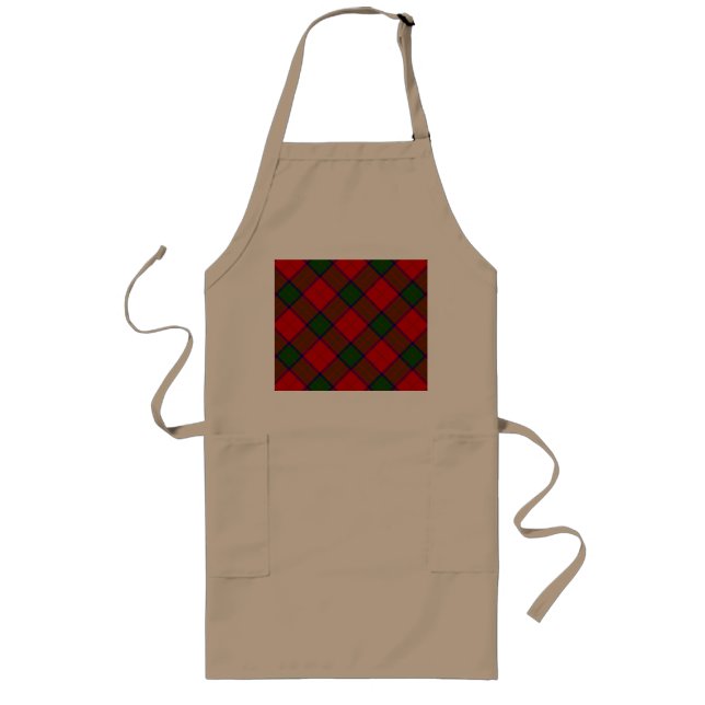 Robertson tartan red green plaid long apron (Front)