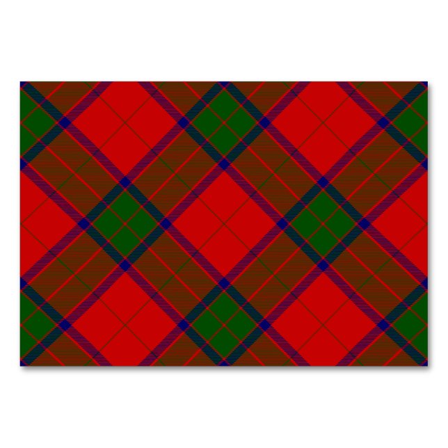Robertson tartan red green plaid table number (Front)