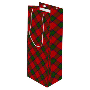 Robertson tartan red green plaid wine gift bag