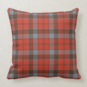 Robertson Weathered Tartan Plaid Red Pattern Throw Pillow