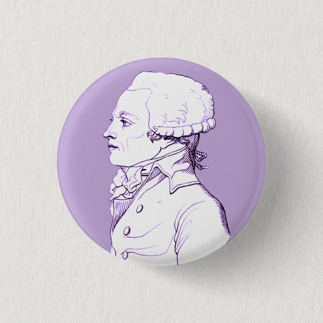 Robespierre profile in Lavender 1 Inch Round Button (Front)