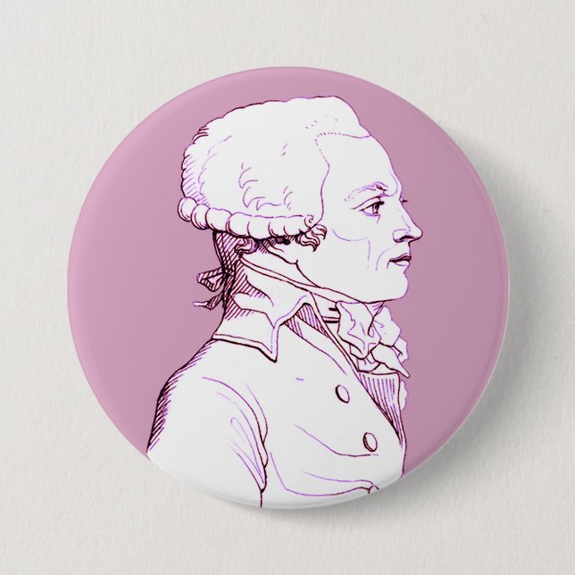 Robespierre profile in Rose 3 Inch Round Button (Front)