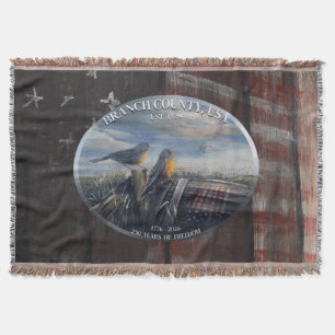 Robin 250yrs Branch Co MICH Throw Blanket
