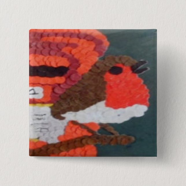 Robin 2 Inch Square Button (Front)