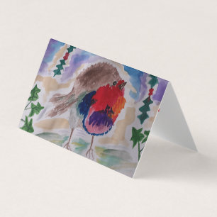 Robin Abstract Art Christmas Card