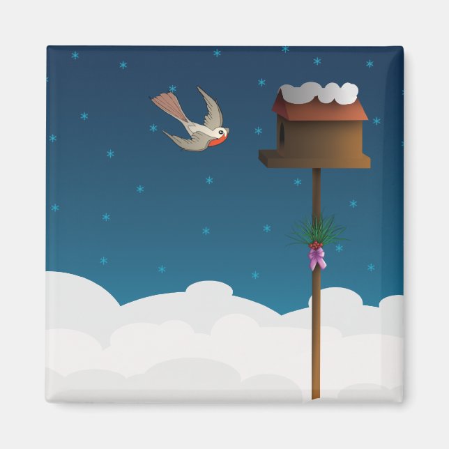 Robin, aimant carré (Devant)