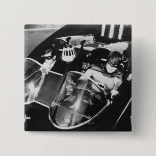Robin and Batman in Batmobile 2 Inch Square Button
