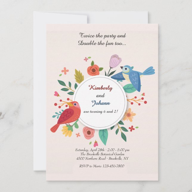 Robin and Blue Jay Invitation (Front)
