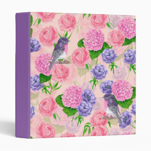 Robin and flowers, watercolor pattern binder